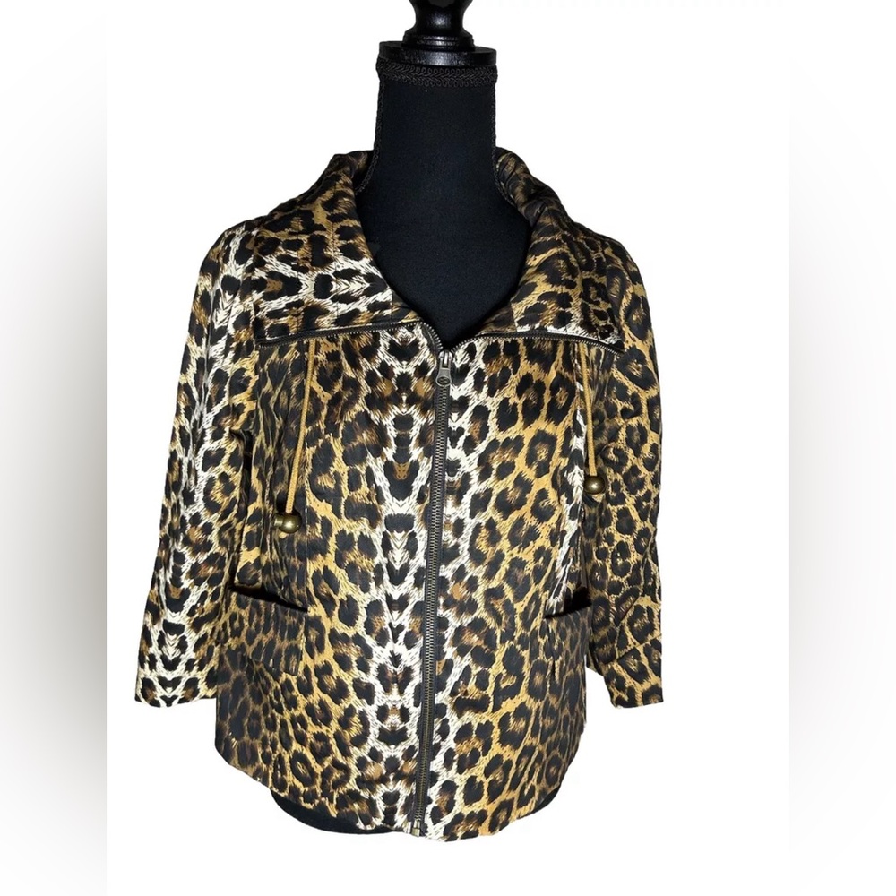 Neiman Marcus Exclusive Leopard Print  Light Jacket Coat Size S Gold Black